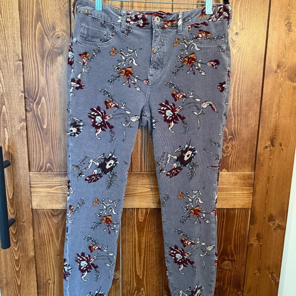Anthropologie Pilcro & The Letterpress High‑Rise Skinny Corduroy Floral Pants